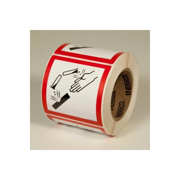 Top Tape And Label INCOM GHS1260 GHS "Corrosive" Pictogram Label, 4" x 4", 500/Roll GHS 1260.00 - main